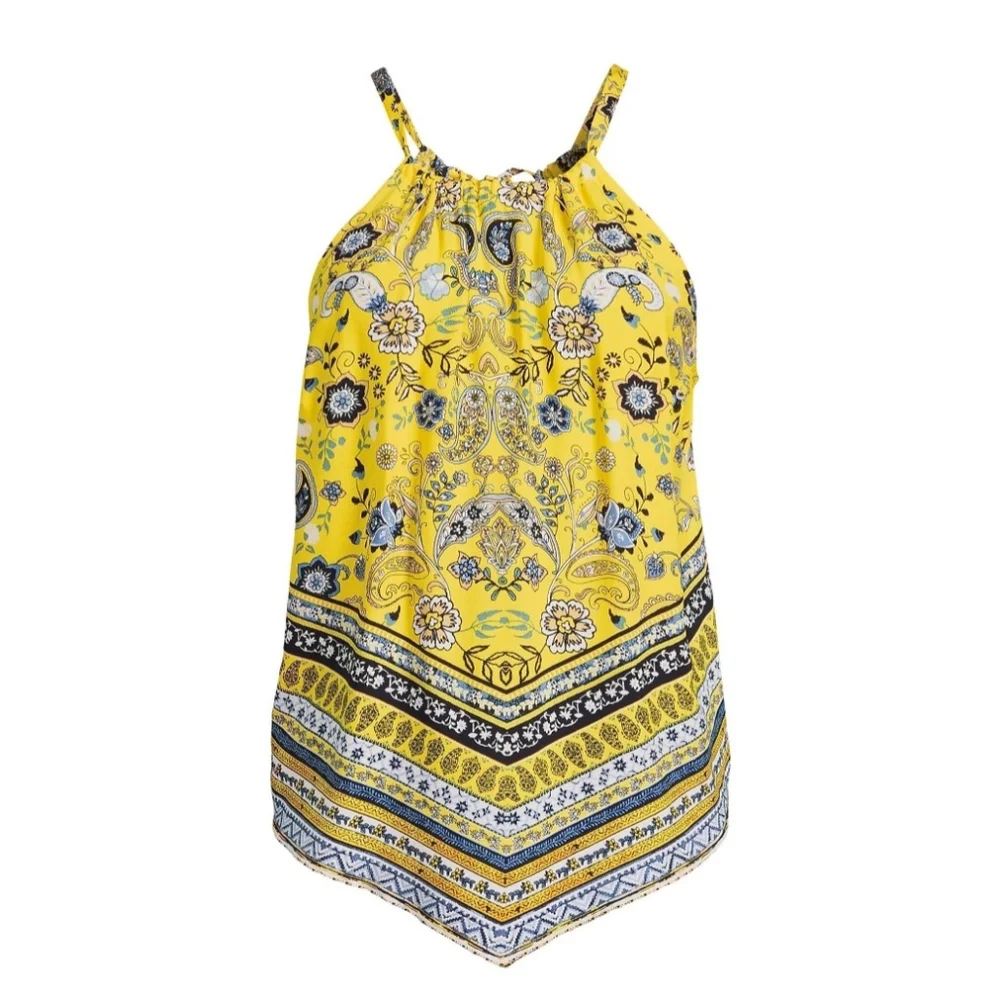 B2G1 FREE! Yellow Paisley Halter Top - Picture 1 of 5